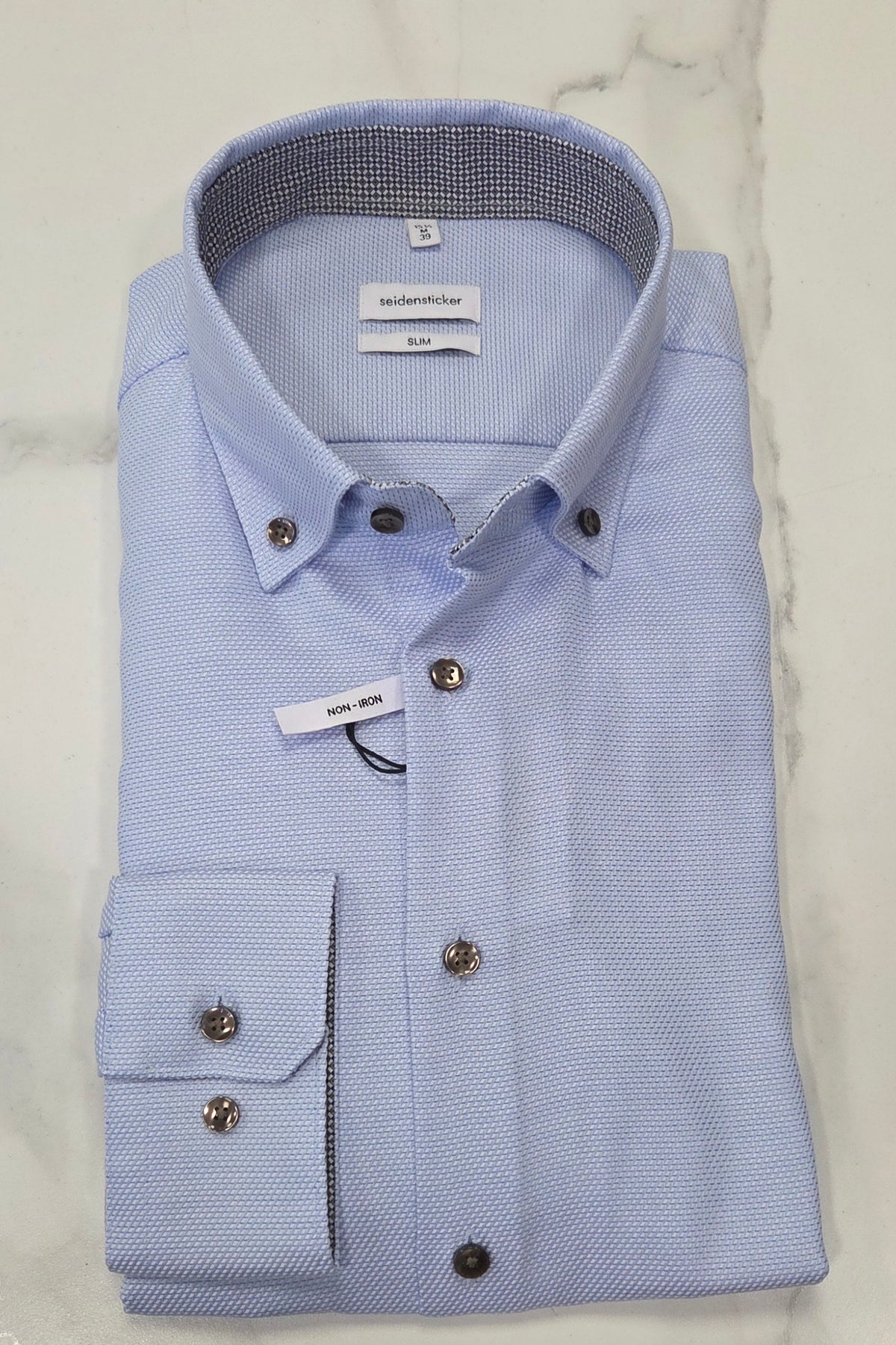 SEIDENSTICKER FLICK PATTERN SLIM FIT L/S SHIRT (01.852426.11) - BLUE