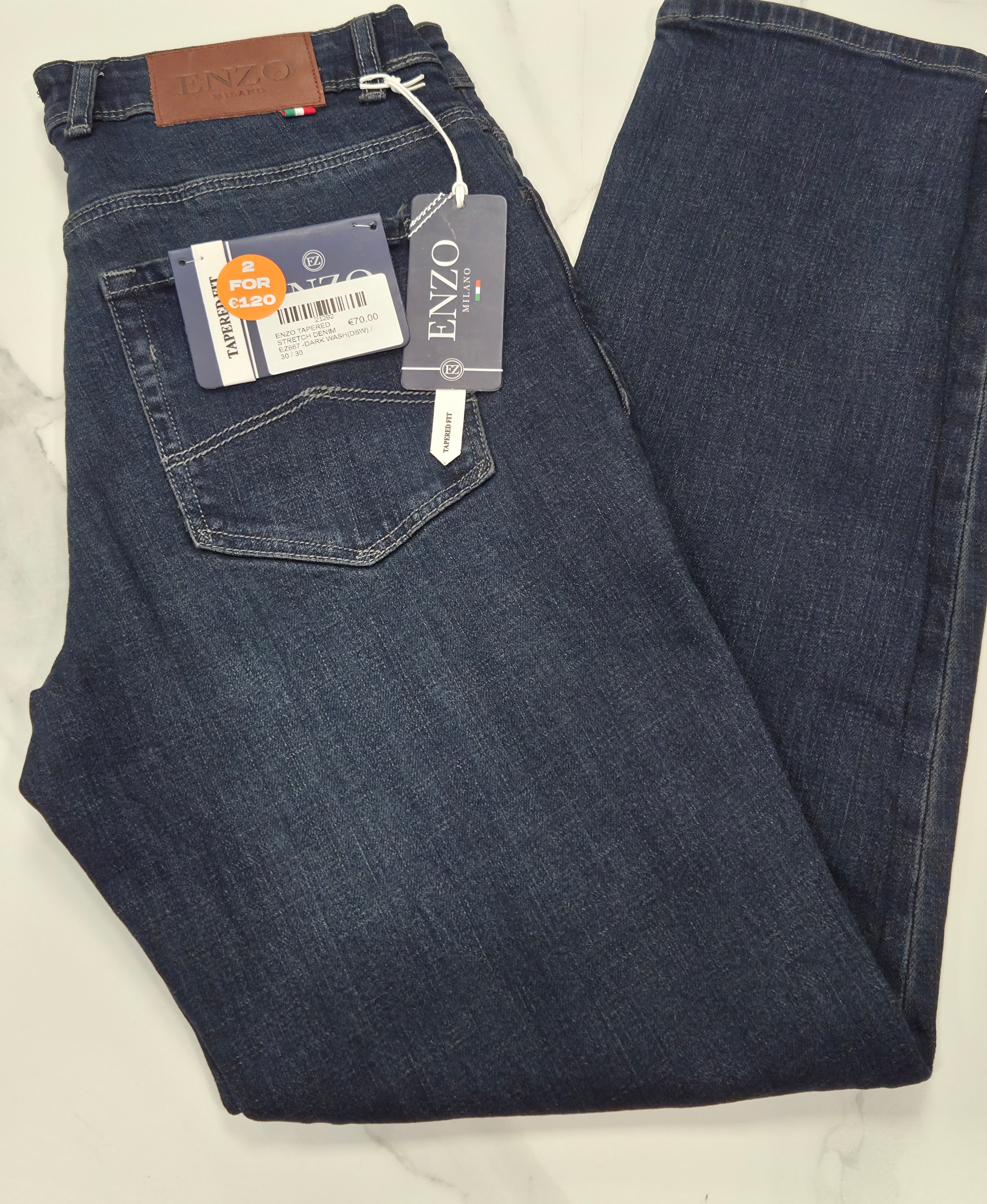 ENZO TAPERED STRETCH DENIM EZ667 -DARK WASH(DSW)