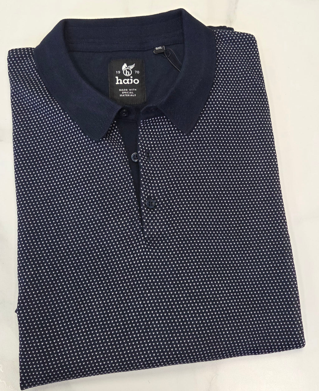 HAJO KNITTED POLO SHIRT 3XL - 6XL  - NAVY