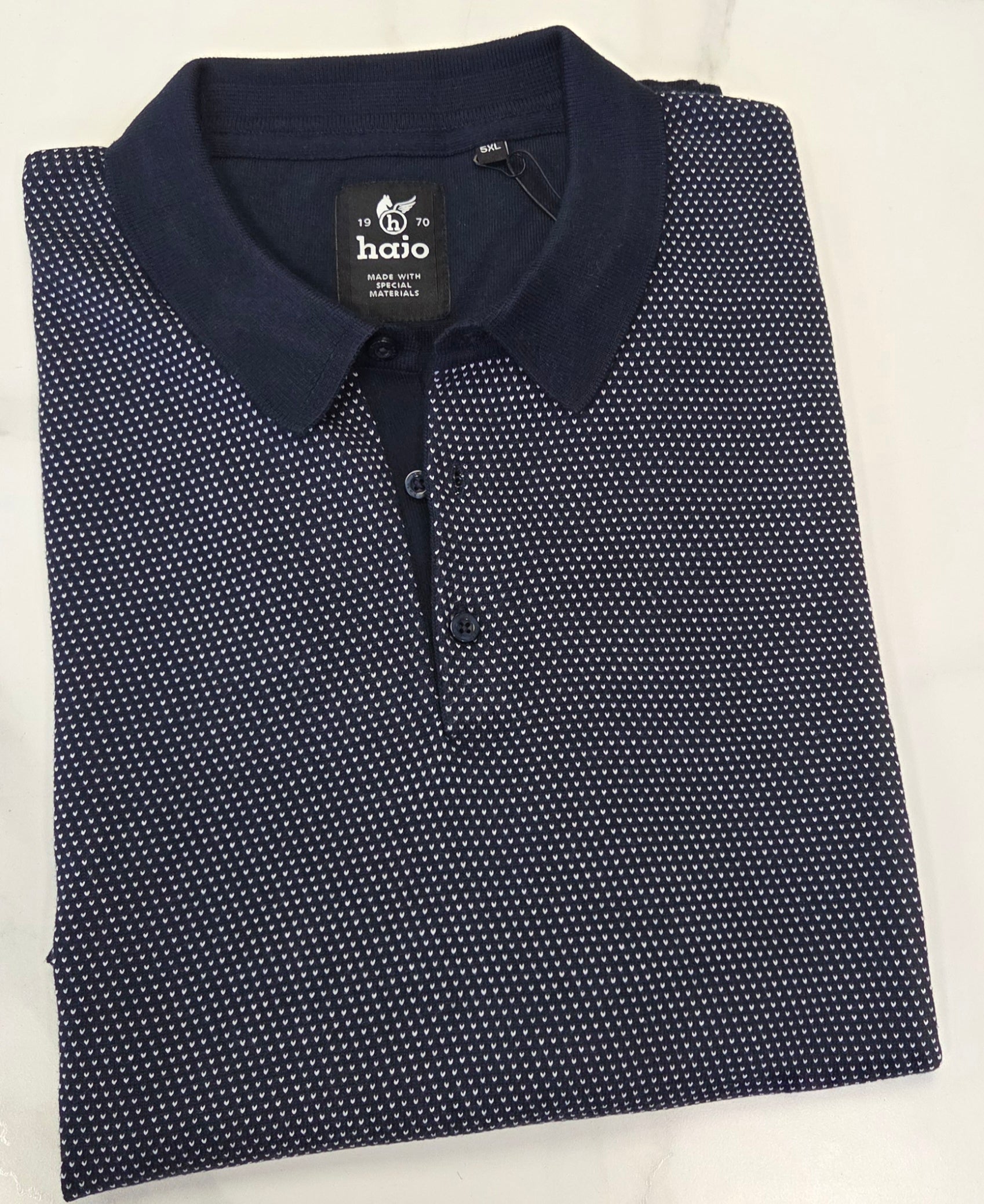 HAJO KNITTED POLO SHIRT 3XL - 6XL  - NAVY