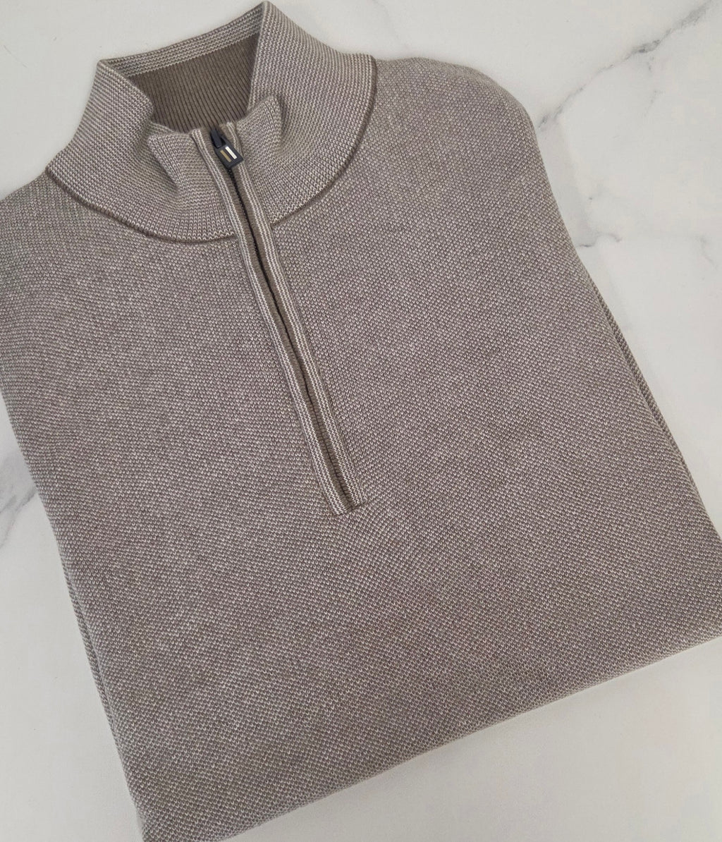 BAILEYS 1/4 ZIP KNIT (628409/985) - BEIGE