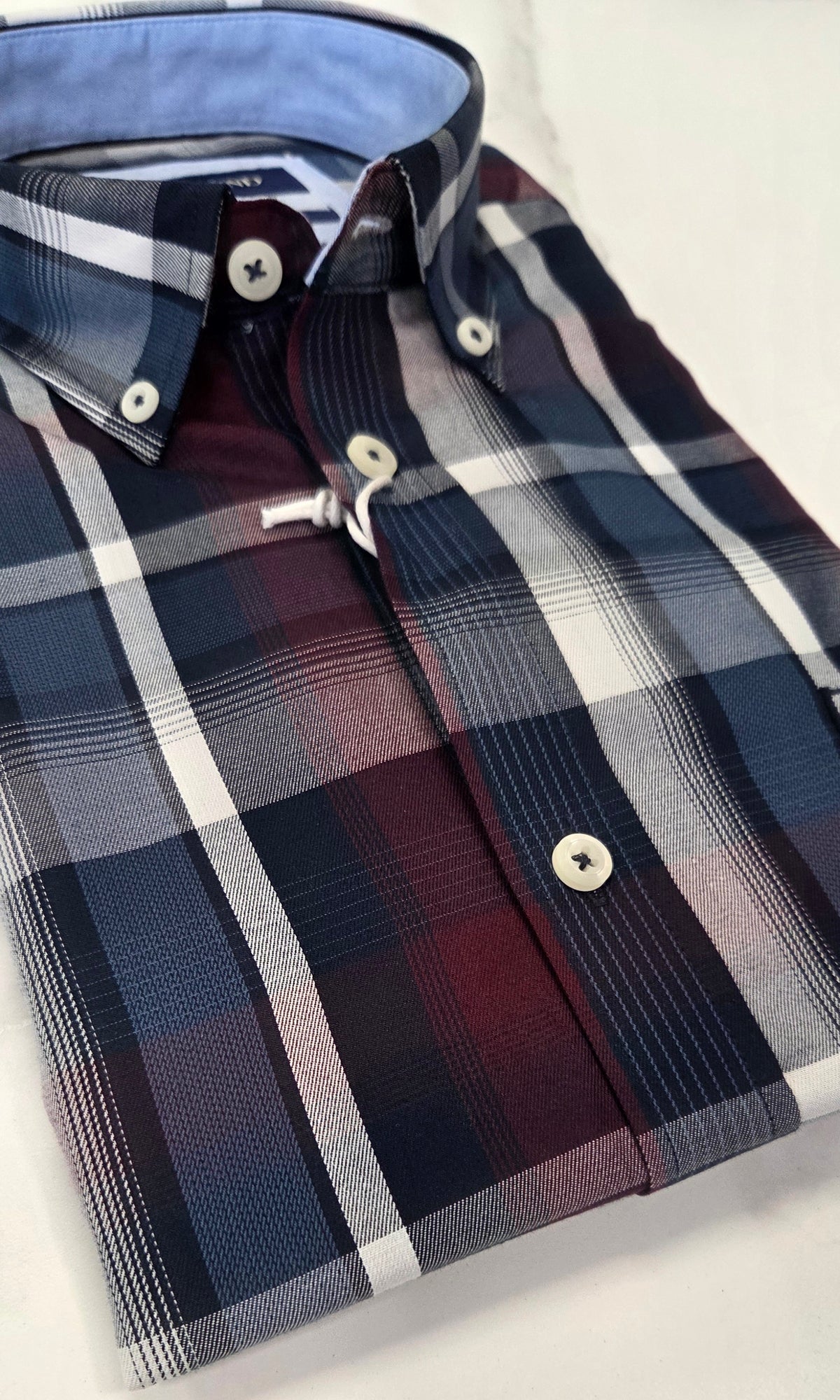 PRE END ROME CHECK L/S SHIRT - SAPPHIRE