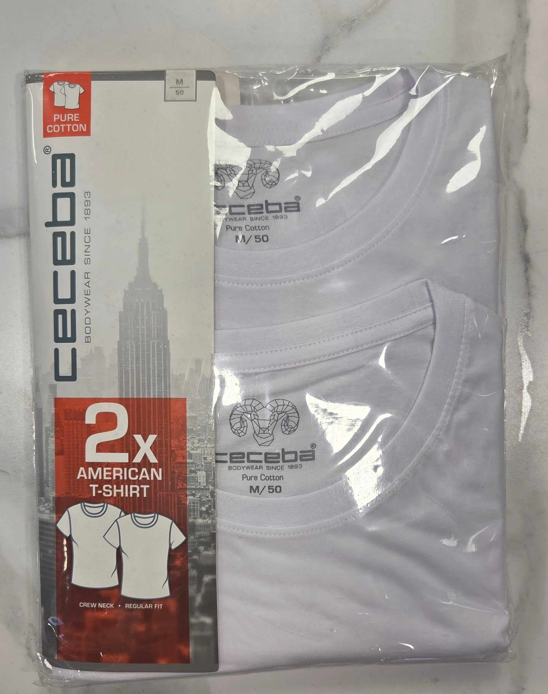 CEBEBA 2 PACK WHITE T-SHIRT - PLUS SIZED (3XL - 5XL )