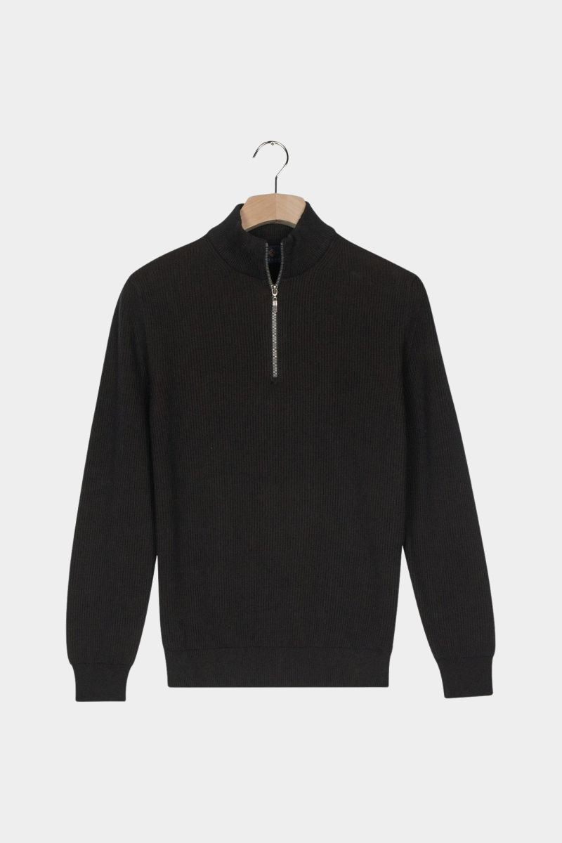 BAILEYS TEXTURED 1/4 ZIP KNITWEAR (528419/60) - NAVY