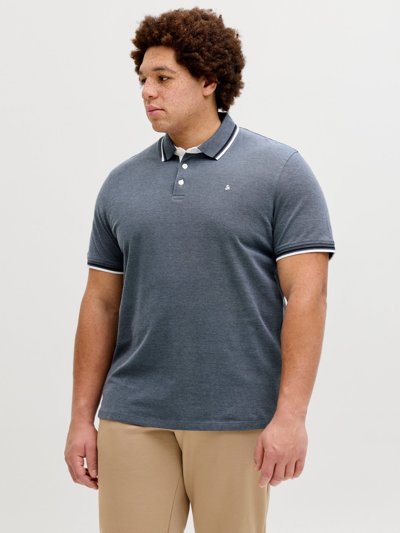 JACK & JONES MIRAGE POLOSHIRT PLUS SIZED - DENIM BLUE