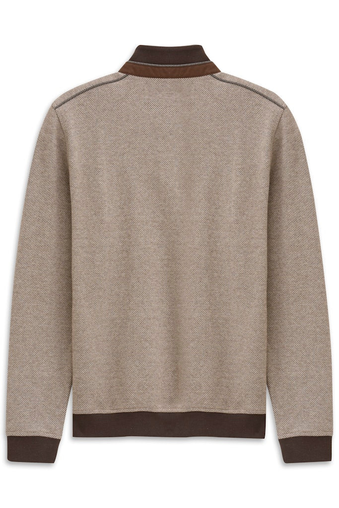BUGATTI 1/4 ZIP TROYER KNIT (85060D/90) - BROWN/BEIGE
