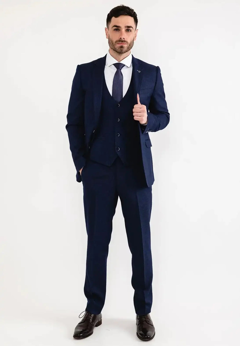 WHITE LABEL BIRDSEYE TAPERED FIT BLAZER - NAVY